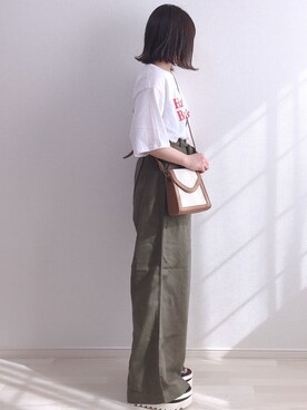 「reca（レカ）のウエストリボン リネンワイドパンツ（その他パンツ）」を使った、a o i *さん（レディース・150cm）の夏コーディネート