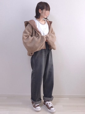 「chocomee（チョコミー）のアイテム（Tシャツ/カットソー）」を使った、a o i *さん（レディース・151cm）の秋コーディネート