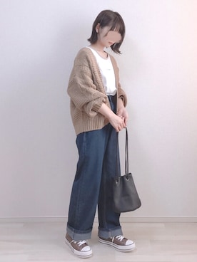 「chocomee（チョコミー）のアイテム（Tシャツ/カットソー）」を使った、a o i *さん（レディース・151cm）の秋コーディネート