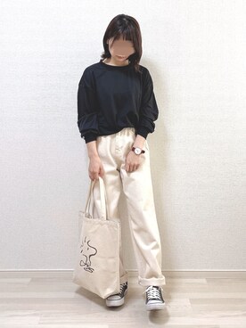 「chocomee（チョコミー）のアイテム（デニムパンツ）」を使った、a o i *さん（レディース・151cm）の秋コーディネート
