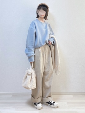 「消えそうな色コーデ」｜「アイテム（スウェット）」を使った、a o i *さん（レディース・151cm）の秋コーディネート