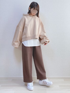 「adidas（アディダス）のadidas アディダス SUPERSTAR W スーパースター DB3347  ABC-MART限定 WHT/VISION（スニーカー）」を使った、a o i *さん（レディース・151cm）の冬コーディネート