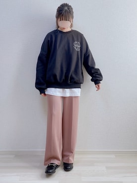 「くすみピンク」｜「アイテム（スラックス）」を使った、a o i *さん（レディース・151cm）の冬コーディネート