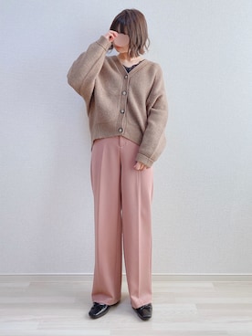 「くすみピンク」｜「アイテム（スラックス）」を使った、a o i *さん（レディース・151cm）の春コーディネート