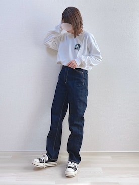 「ハイウエストストレートジーンズ」｜a o i *さん（レディース・151cm）の春コーディネート