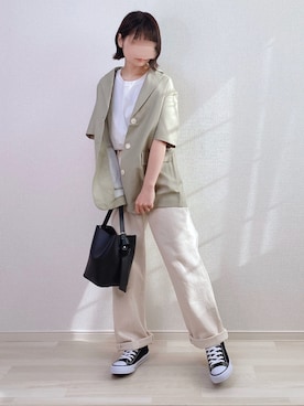 「chocomee（チョコミー）のアイテム（デニムパンツ）」を使った、a o i *さん（レディース・151cm）の春コーディネート