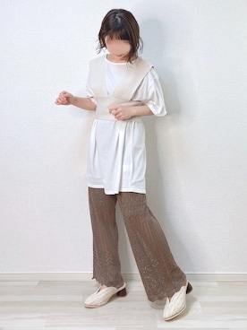 「透かし編みニット」｜a o i *さん（レディース・151cm）の春コーディネート