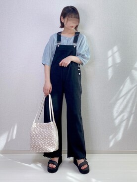 「スポサン」｜「アイテム（サロペット/オーバーオール）」を使った、a o i *さん（レディース・151cm）の夏コーディネート