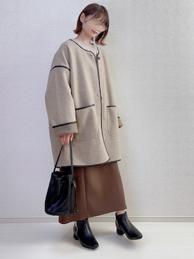 「パイピングコート」｜「アイテム（スウェット）」を使った、a o i *さん（レディース・151cm）の秋コーディネート