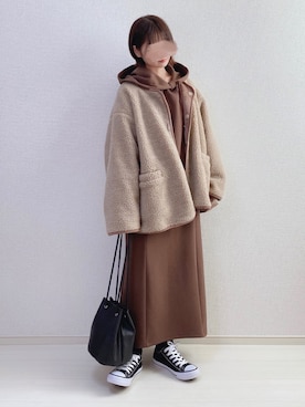 「chocomee（チョコミー）のアイテム（その他アウター）」を使った、a o i *さん（レディース・151cm）の冬コーディネート