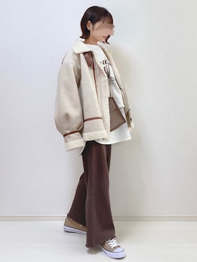 「tiptop（ティップトップ）のアイテム（ムートンコート）」を使った、a o i *さん（レディース・151cm）の冬コーディネート