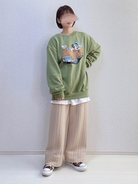 「ピスタチオ」｜「アイテム（スウェット）」を使った、a o i *さん（レディース・151cm）の冬コーディネート