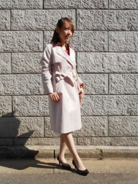 「アイテム（トレンチコート、ピンク系）」を使った、DebutdeFioreプレスさん（レディース・158cm）の春コーディネート