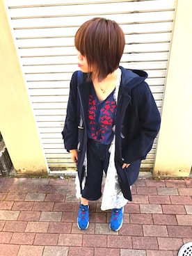 「ニコアンド」｜「アイテム（ダッフルコート）」を使った、かなさんさん（レディース・158cm）の春コーディネート