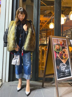 「ディーゼル」｜「アイテム（その他アウター）」を使った、うまる🌈さん（レディース・166cm）の冬コーディネート