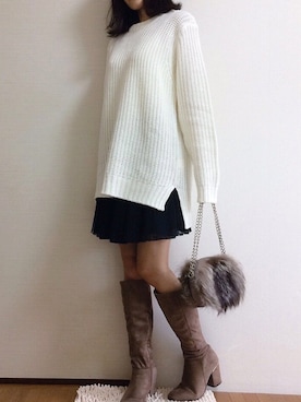 「彼氏の服」｜uniさん（レディース・158cm）の冬コーディネート