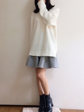 「彼氏の服」｜uniさん（レディース・158cm）の冬コーディネート