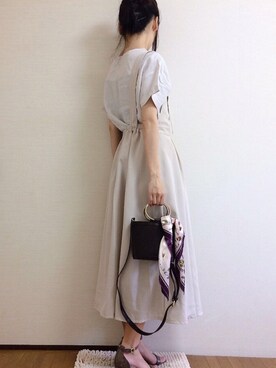 「menue（メヌエ）の7cmヒール アンクルストラップサンダル（サンダル）」を使った、uniさん（レディース・161cm）の夏コーディネート