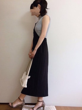 「menue（メヌエ）の7cmヒール アンクルストラップサンダル（サンダル）」を使った、uniさん（レディース・161cm）の夏コーディネート