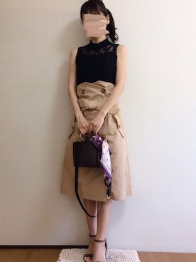 「menue（メヌエ）の7cmヒール アンクルストラップサンダル（サンダル）」を使った、uniさん（レディース・161cm）の夏コーディネート