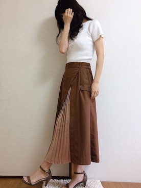 「menue（メヌエ）の7cmヒール アンクルストラップサンダル（サンダル）」を使った、uniさん（レディース・161cm）の秋コーディネート