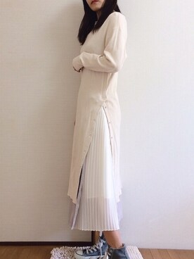 「モーメントプラス」｜「アイテム（ワンピース/ドレス）」を使った、uniさん（レディース・161cm）の秋コーディネート