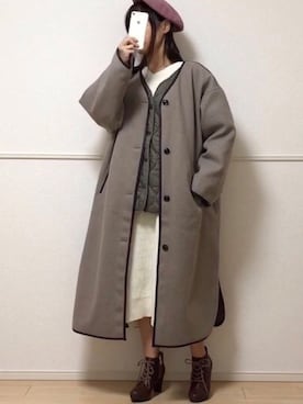 「GRL（グレイル）のアイテム（ハンチング/ベレー帽）」を使った、uniさん（レディース・161cm）の冬コーディネート
