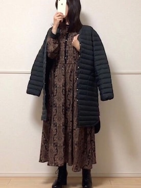 「SonnyLabel」｜「アイテム（ダウンジャケット/コート）」を使った、uniさん（レディース・161cm）の冬コーディネート
