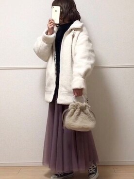 「sakishimatokyo（サキシマトーキョー）のアイテム（その他アウター）」を使った、uniさん（レディース・161cm）の冬コーディネート