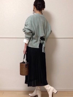 「sakishimatokyo（サキシマトーキョー）のアイテム（ニット/セーター）」を使った、uniさん（レディース・161cm）の冬コーディネート