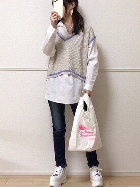 「Traditional Weatherwear（トラディショナルウェザーウェア）のMARCHE BAG MINI（トートバッグ）」を使った、uniさん（レディース・161cm）の春コーディネート