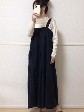 「menue（メヌエ）の7cmヒール アンクルストラップサンダル（サンダル）」を使った、uniさん（レディース・161cm）の春コーディネート
