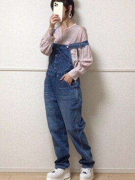 「EDWIN（エドウィン）のアイテム（オールインワン・サロペット）」を使った、uniさん（レディース・161cm）の夏コーディネート