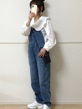 「EDWIN（エドウィン）のアイテム（オールインワン・サロペット）」を使った、uniさん（レディース・161cm）の夏コーディネート