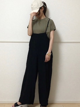 「sakishimatokyo（サキシマトーキョー）のアイテム（オールインワン・サロペット）」を使った、uniさん（レディース・161cm）の夏コーディネート