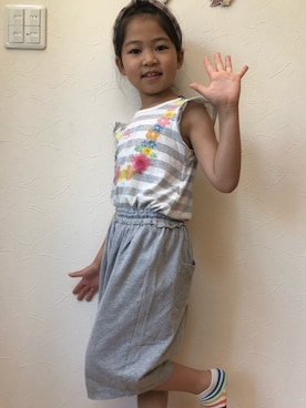 「KP（ケーピー）のアイテム（パンツ）」を使った、niiiinaさん（キッズ・100cm）の春コーディネート