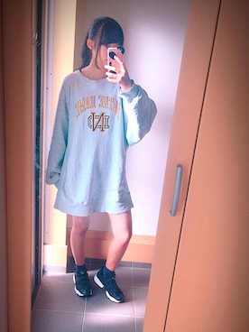 「お洒落好きな人と繋がりたい」｜「アイテム（スウェット）」を使った、NANAさん（レディース・157cm）の冬コーディネート