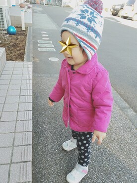 「babygap」｜「アイテム（ニットキャップ/ビーニー）」を使った、ioさん（キッズ・80cm）の冬コーディネート