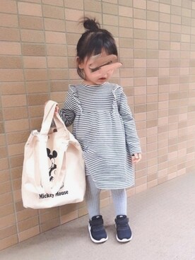 「Right-on（ライトオン）のアイテム（バッグ）」を使った、 mei.さん（キッズ・90cm）の春コーディネート