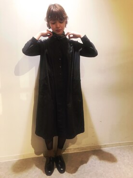 「VINTAGE（ヴィンテージ）のアイテム（ワンピース/ドレス、ブラック系）」を使った、Tsukimiさん（レディース・161cm）の春コーディネート