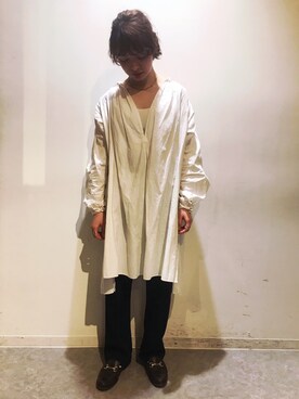 「VINTAGE（ヴィンテージ）のアイテム（シャツ/ブラウス、ホワイト系）」を使った、Tsukimiさん（レディース・161cm）の春コーディネート