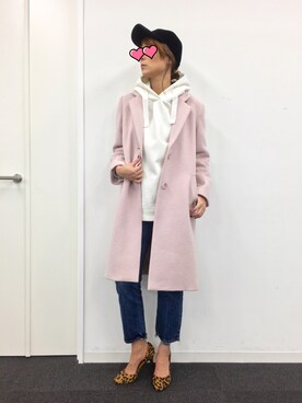 パーカーを使った ピンクコート の人気ファッションコーディネート Wear