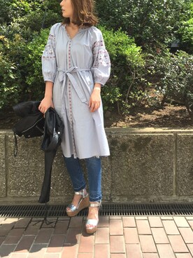 「刺繍」｜「アイテム（ライダースジャケット）」を使った、GUCCIさん（レディース・167cm）の春コーディネート