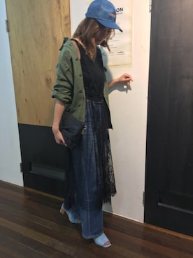 「A land（エーランド）のアイテム（帽子）」を使った、GUCCIさん（レディース・167cm）の春コーディネート