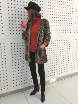 「ファーコート」｜「アイテム（キャスケット）」を使った、GUCCIさん（レディース・167cm）の冬コーディネート