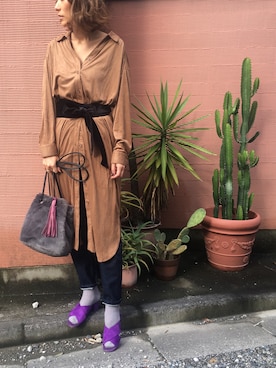 「FREE'S MART（フリーズマート）のアイテム（シャツワンピース）」を使った、GUCCIさん（レディース・167cm）の秋コーディネート