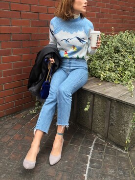 「リブタートルネック」｜「アイテム（チェスターコート）」を使った、GUCCIさん（レディース・167cm）の冬コーディネート