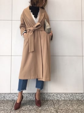 「カシュクール」｜「アイテム（ノーカラージャケット）」を使った、GUCCIさん（レディース・167cm）の冬コーディネート
