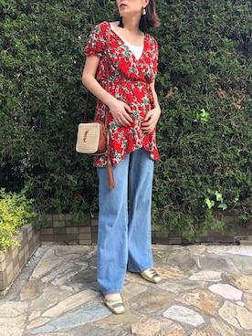 「スリッパ」｜「アイテム（アクセサリー）」を使った、GUCCIさん（レディース・167cm）の夏コーディネート