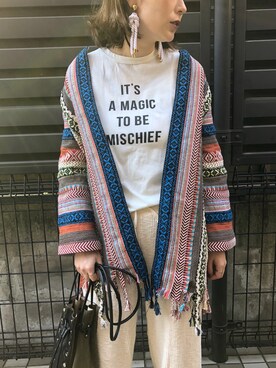 「ワッフル」｜「アイテム（ノーカラージャケット）」を使った、GUCCIさん（レディース・167cm）の秋コーディネート